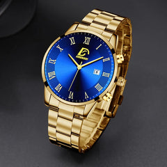 Montres à quartz minimalistes pour hommes, montre-bracelet de luxe en or, montre-bracelet pour hommes, montre-bracelet décontractée avec calendrier