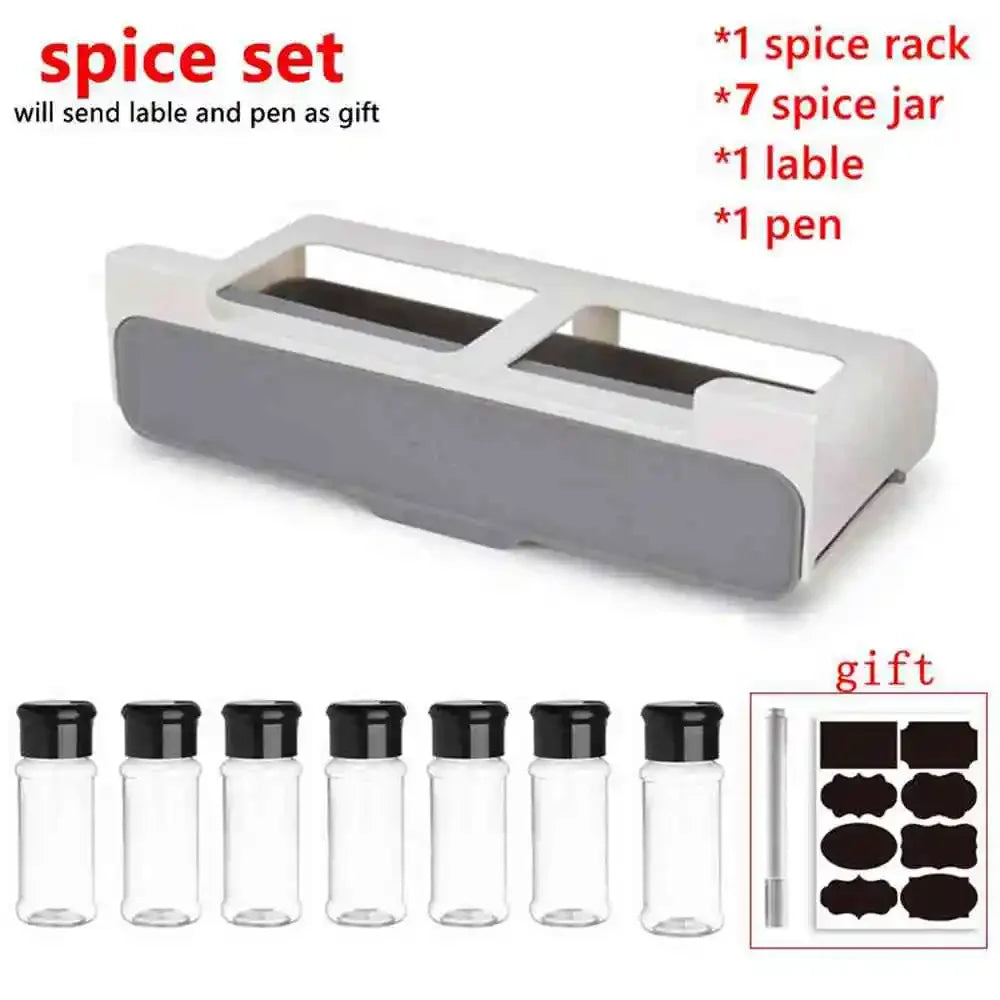 Estante de especias de cocina autoadhesivo para montar en la pared, debajo del estante, organizador de especias para botellas de condimentos, estante de almacenamiento de cocina