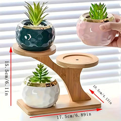 Estante de bambú de 2 niveles para el hogar y la oficina, diseño compacto, perfecto para escritorios y balcones.