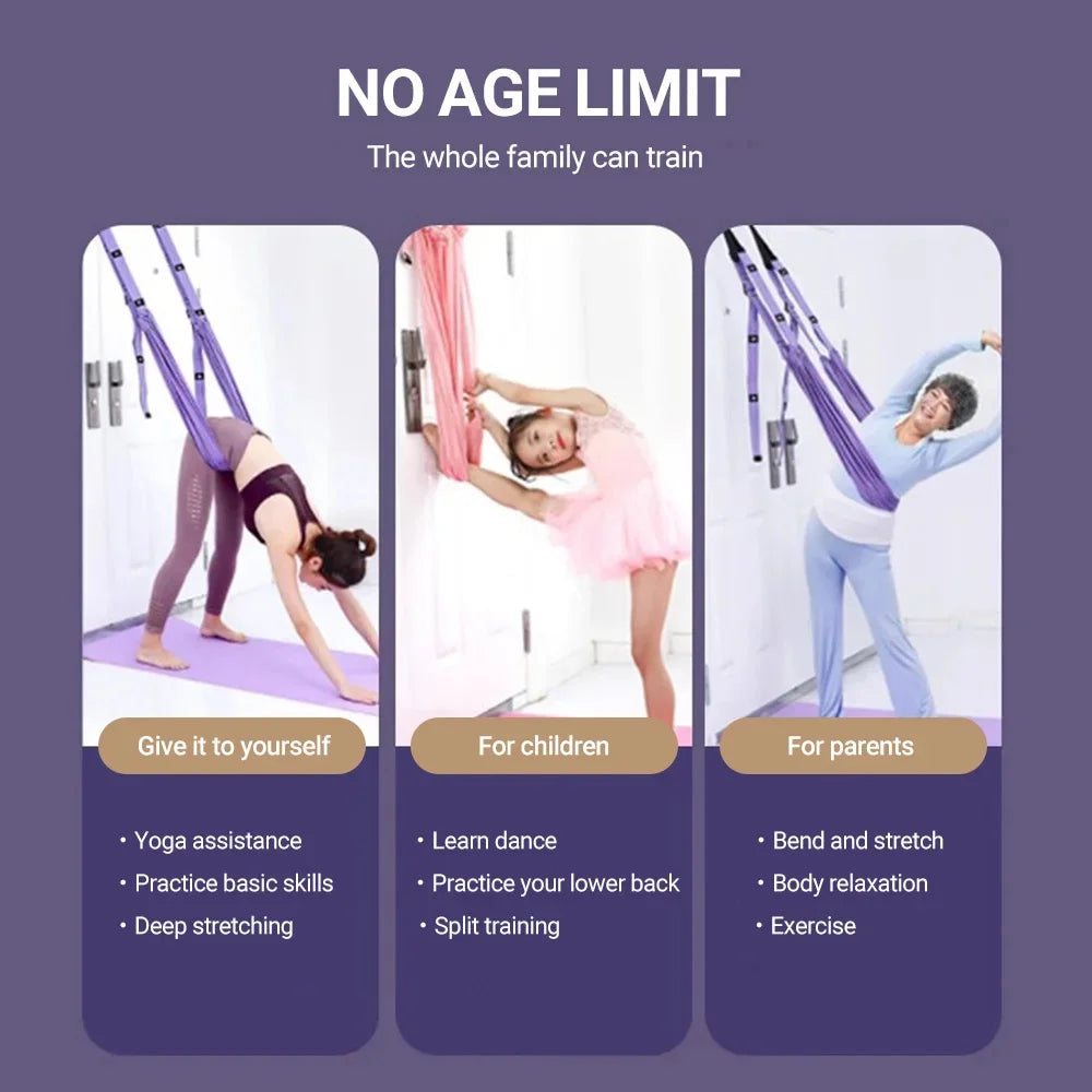 Finger Stretching Tool Elastic Yoga Belt Woman Hammock Split Lower Waist Trainer Inverted Rope Pull Extension Belt