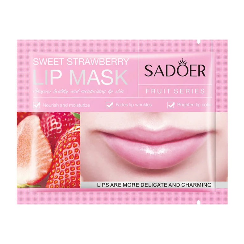 10pcs SADOER Fruits Moisturizing Lip Mask Lips Skin Care Nourishing Hydrating Crystal Collagen Gel Lip Patches Lips Plumper