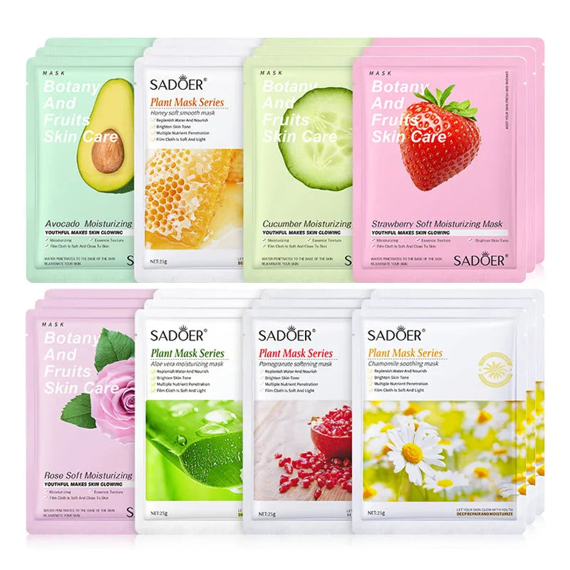 Lot de 8 masques naturels à base de plantes, soins de beauté, hydratants, raffermissants, cosmétiques coréens