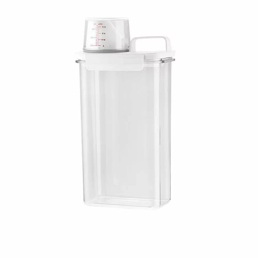 Dispensador hermético de detergente para ropa, caja de almacenamiento de polvo, recipiente transparente para detergente líquido con tapas, tarro