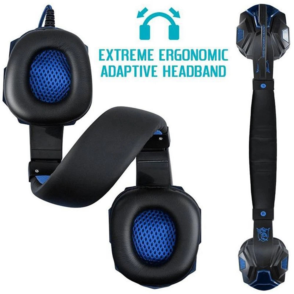 Auriculares para juegos con luz LED, micrófono, estéreo, graves profundos, para PC, portátil, PS4, Xbox