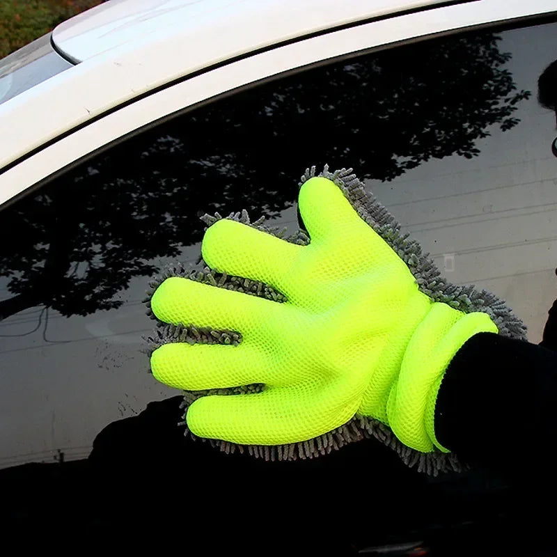 1/2 guantes de microfibra de lujo para lavado de autos, herramienta de limpieza para uso doméstico, cepillo de limpieza multifunción, guantes de lavado para detalles.