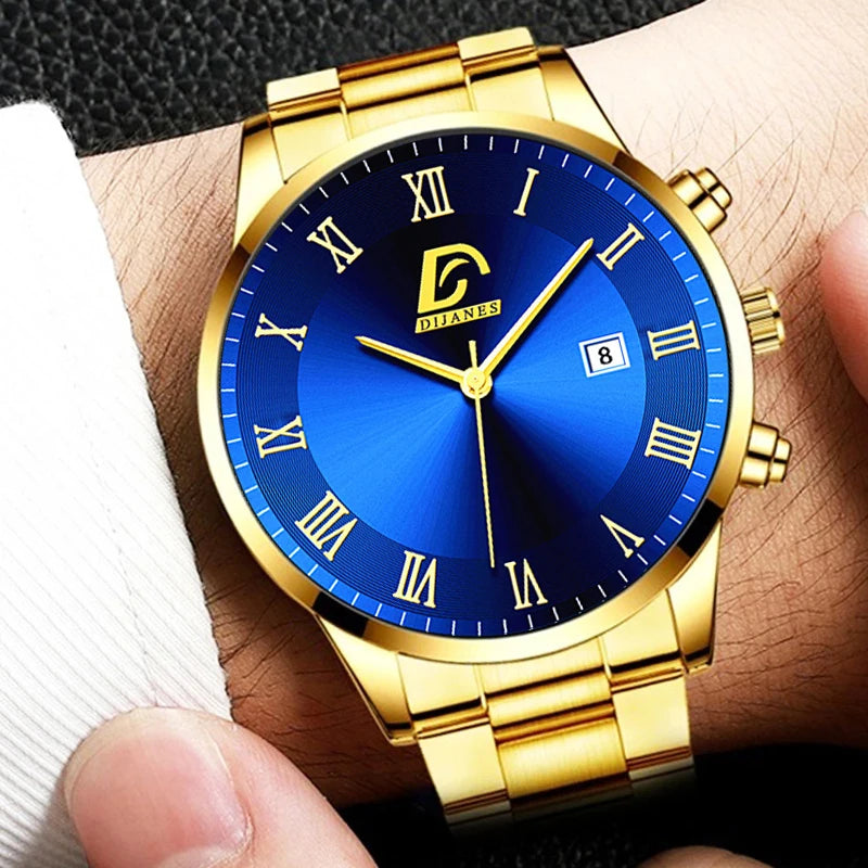 Montres à quartz minimalistes pour hommes, montre-bracelet de luxe en or, montre-bracelet pour hommes, montre-bracelet décontractée avec calendrier