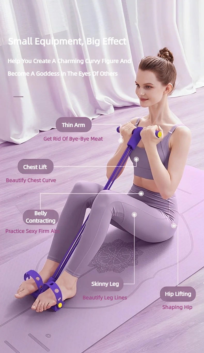 Four-Tube Pedal Tensioner Multi-Functional Household Fitness Equipment Yoga Abdominal Strengthening Elastic Band Tension Rope