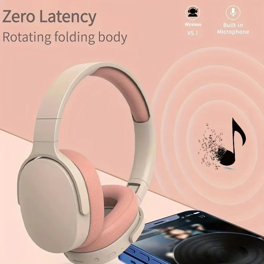 P2961 Bluetooth Headphone Over Ear Stereo HIFI Headset True Wireless Sports With Earphone TF/AUX Music Player with MIC for Gift