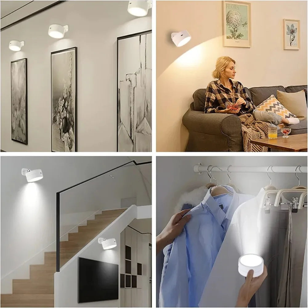 Magnetic LED Wall Light Night Dimmable Magnetic Picture Lights 360° Rotation Touch Remote Control Cabinet Spotlight Night Lamp