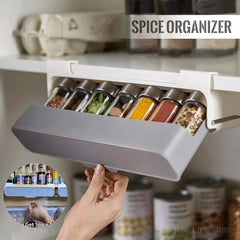 Estante de especias de cocina autoadhesivo para montar en la pared, debajo del estante, organizador de especias para botellas de condimentos, estante de almacenamiento de cocina