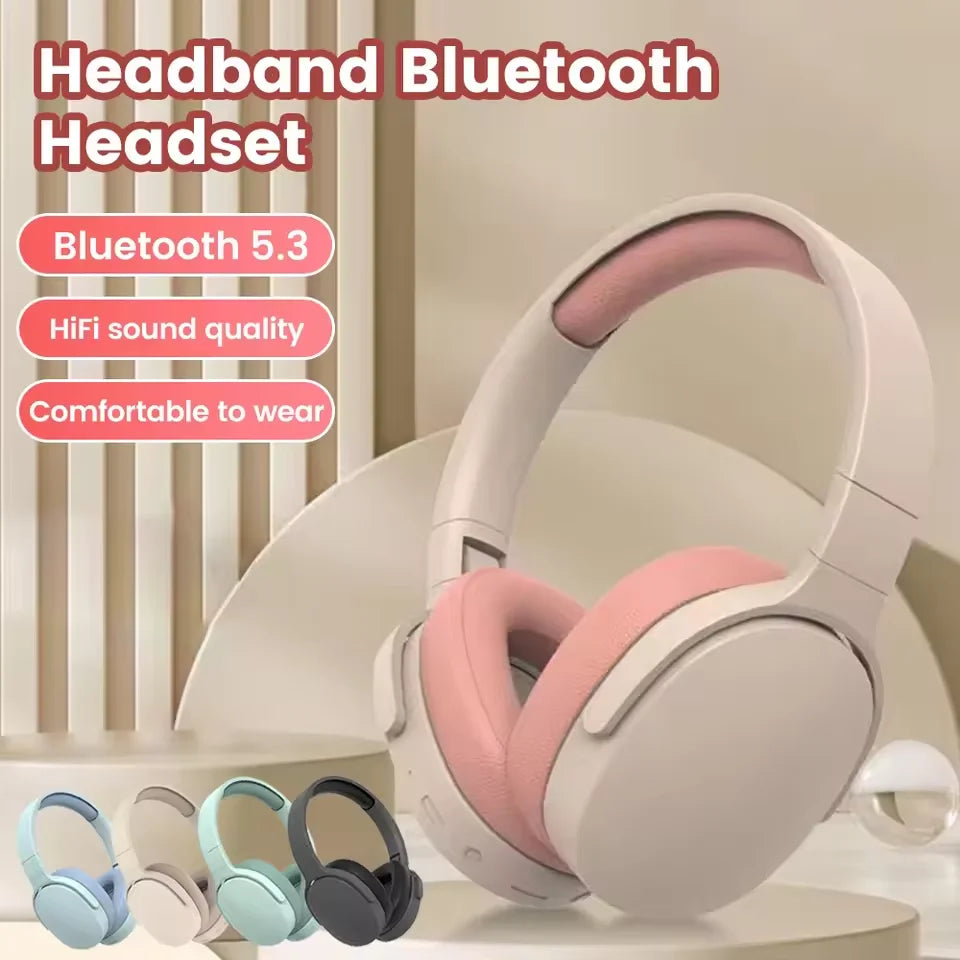 P2961 Bluetooth Headphone Over Ear Stereo HIFI Headset True Wireless Sports With Earphone TF/AUX Music Player with MIC for Gift