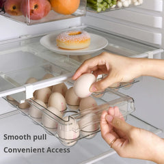 Caja de almacenamiento de huevos para refrigerador, estilo cajón, para alimentos, frutas y huevos, soporte para huevos, caja de plástico para mantener frescos los huevos.