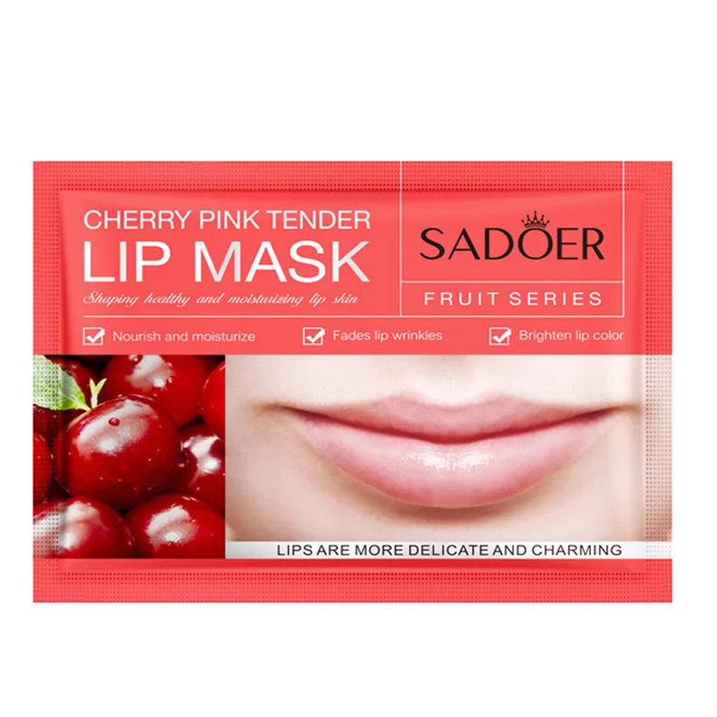 10pcs SADOER Fruits Moisturizing Lip Mask Lips Skin Care Nourishing Hydrating Crystal Collagen Gel Lip Patches Lips Plumper