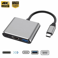 3 In 1 Usb-C Usb Hub Male To Female Hdmi-Compatible 4k Usb 3.1 Type-C To Usb 3.0 Charging Adapter For Macbook Air 12 Converter