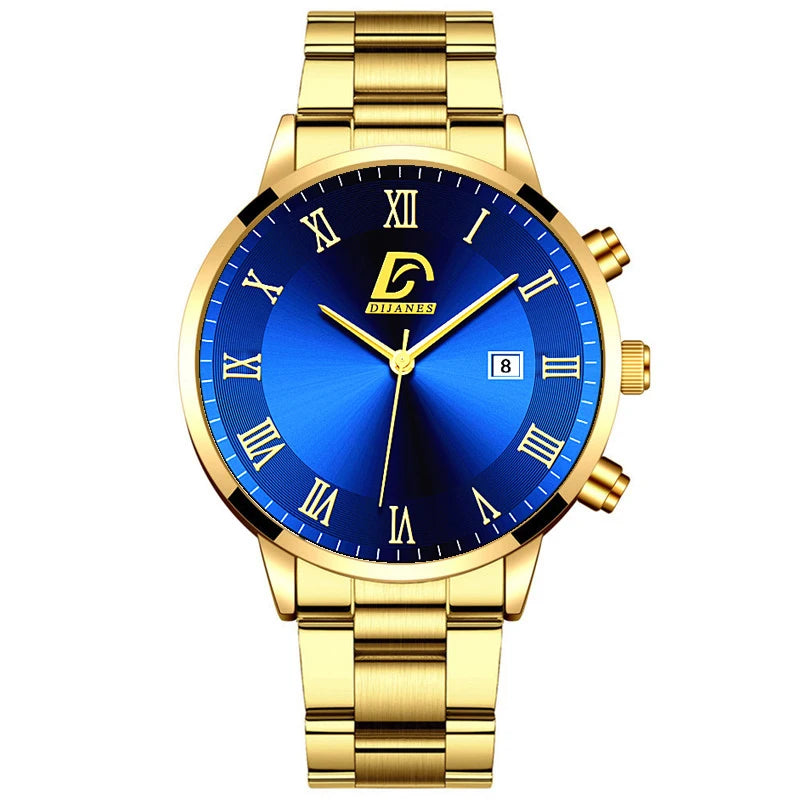 Montres à quartz minimalistes pour hommes, montre-bracelet de luxe en or, montre-bracelet pour hommes, montre-bracelet décontractée avec calendrier