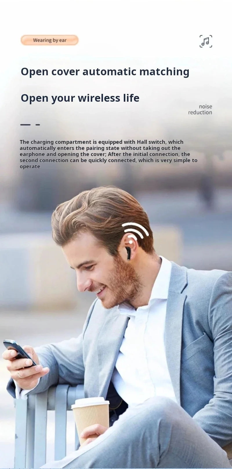 Auriculares inalámbricos Sony True con sonido estéreo HIFI, Bluetooth, pantalla táctil, para iPhone y Samsung. Cable para auriculares.