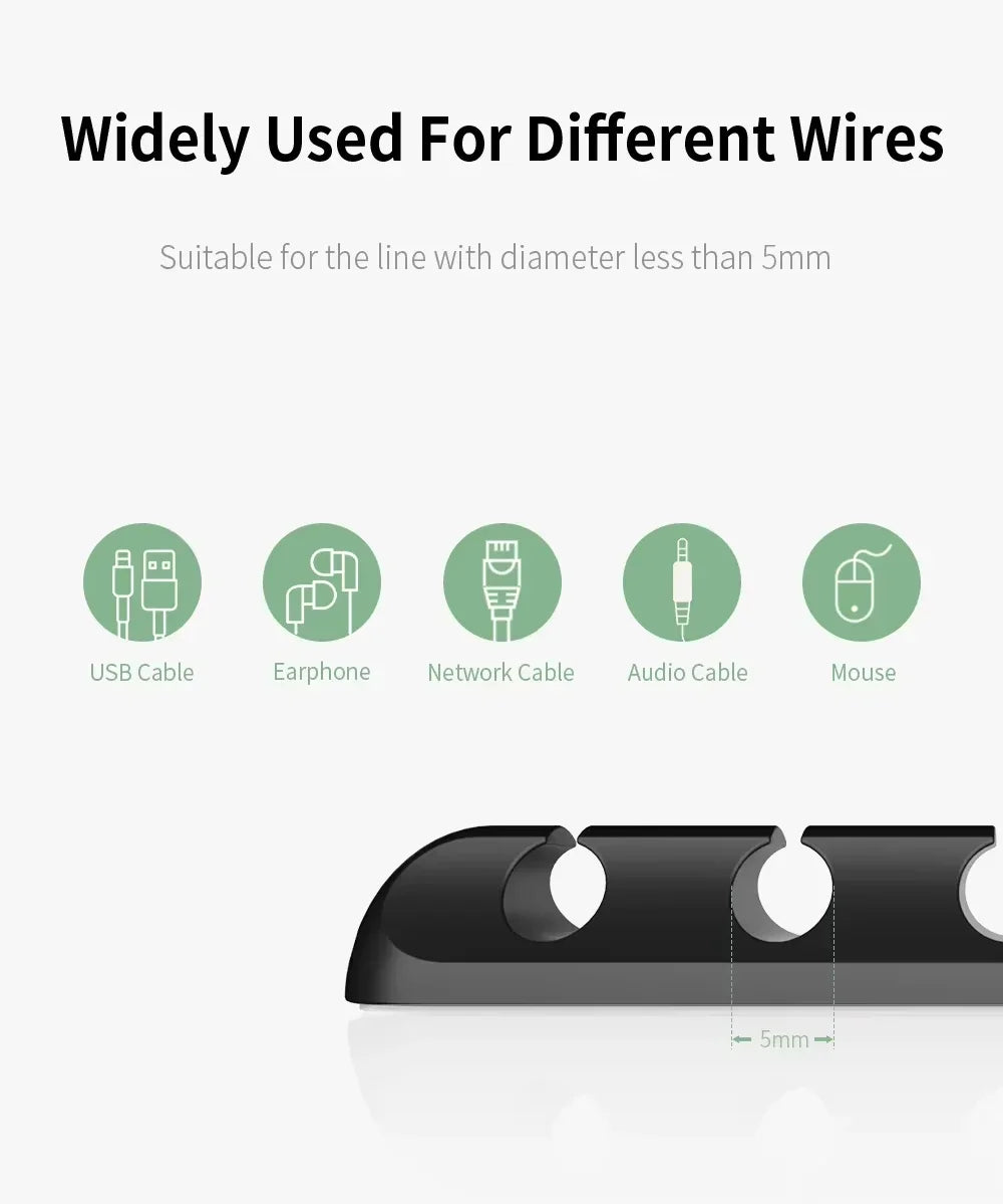 Adhesive Cable Holder Clips Cord Management Wire Organizer for Desktop USB Charging Cable Nightstand Power Cord Mouse Cable