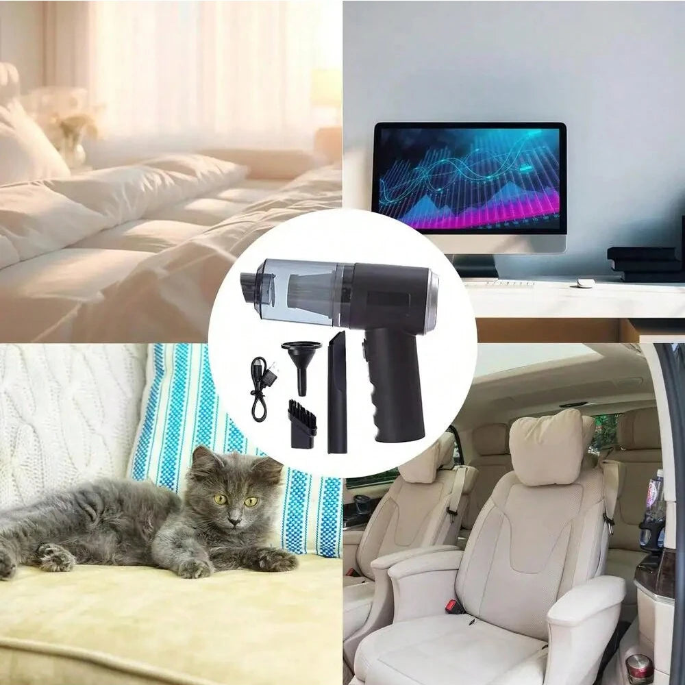 Aspiradora 3 en 1 con succión y soplado integrados, aspiradora combinada con carga USB, aspiradora pequeña para coche y hogar.
