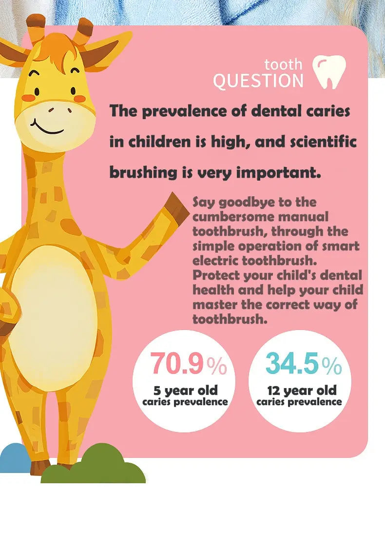 Children's Electric Toothbrush with 5 Replacement Heads Kids Cartoon Ultrasonic Sonic Battery Tooth Brushes Electric Toothbrush