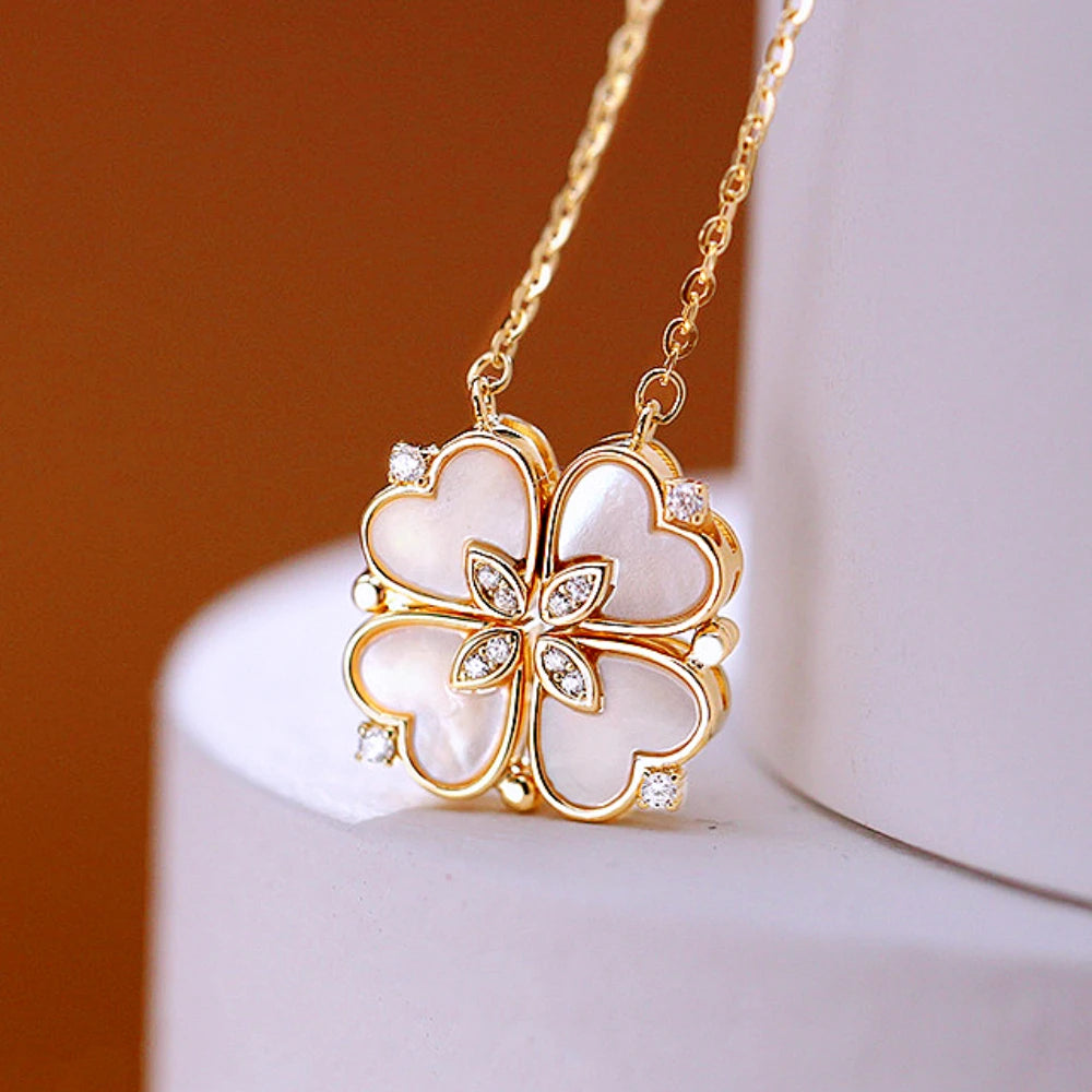 Collier pendentif magnétique Love pour femme, collier trèfle en forme de cœur, pendentif porte-bonheur 4 en 1, bijoux cadeau