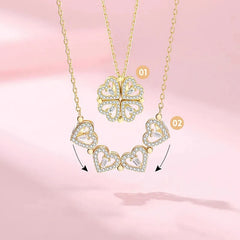Collier pendentif magnétique Love pour femme, collier trèfle en forme de cœur, pendentif porte-bonheur 4 en 1, bijoux cadeau