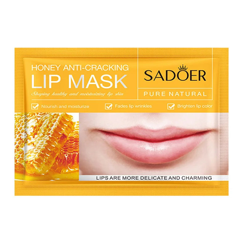 10pcs SADOER Fruits Moisturizing Lip Mask Lips Skin Care Nourishing Hydrating Crystal Collagen Gel Lip Patches Lips Plumper