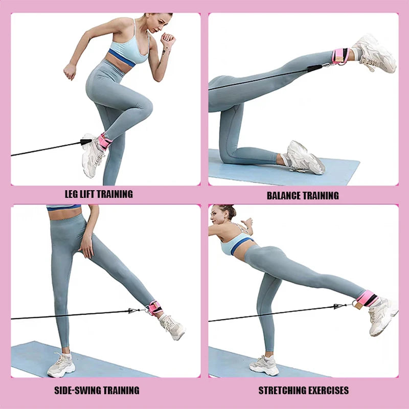 Ensemble de sangles de cheville et de bandes de résistance, équipement d'entraînement physique, poids de cheville, yoga, bande élastique de fitness pour salle de sport, homme et femme