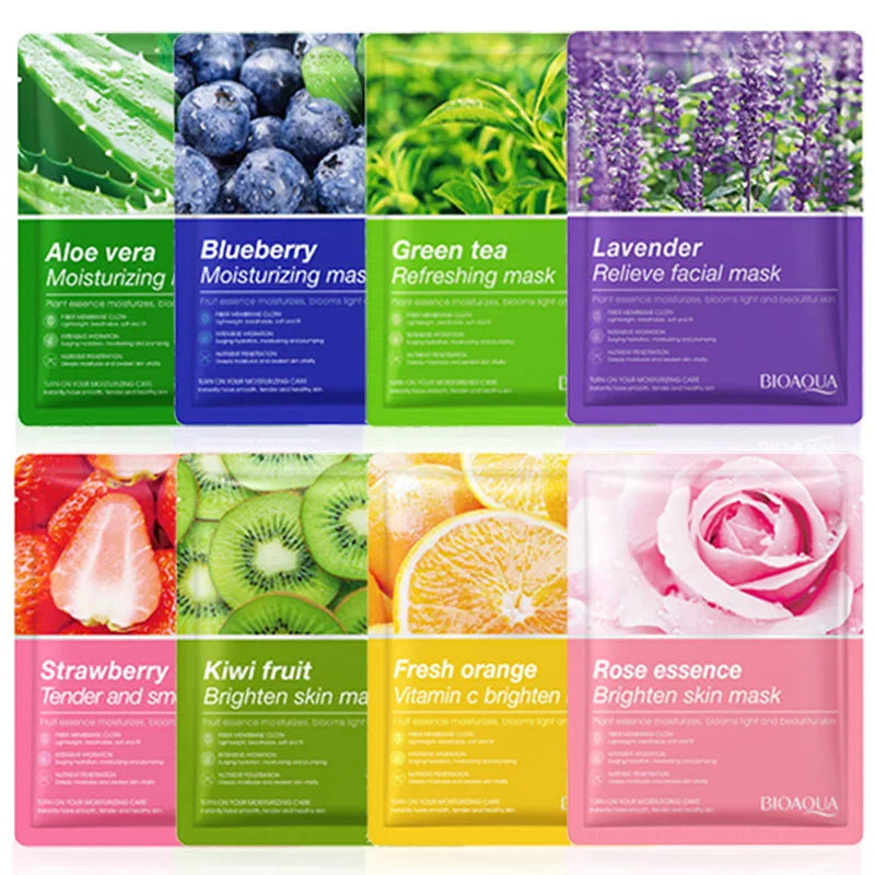 Lot de 8 masques naturels à base de plantes, soins de beauté, hydratants, raffermissants, cosmétiques coréens