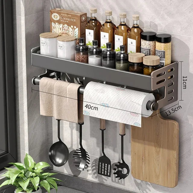 Estante de especias de cocina de pared, estante para condimentos, estante multifuncional para utensilios domésticos, organizadores colgantes de cocina