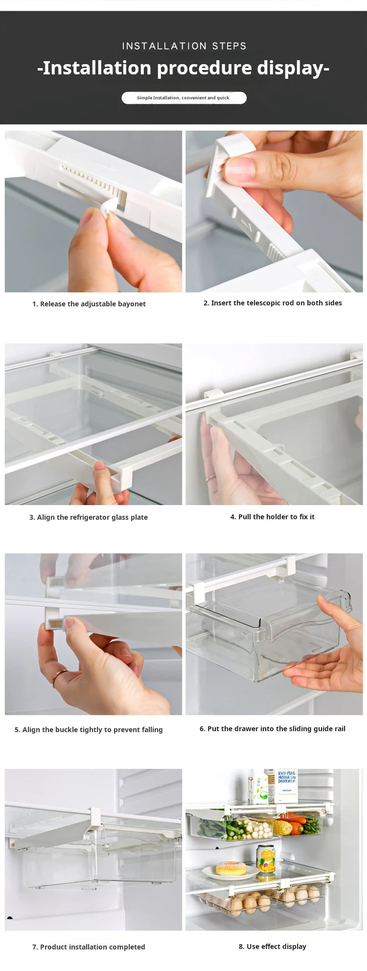 Caja de almacenamiento de huevos para refrigerador, estilo cajón, para alimentos, frutas y huevos, soporte para huevos, caja de plástico para mantener frescos los huevos.