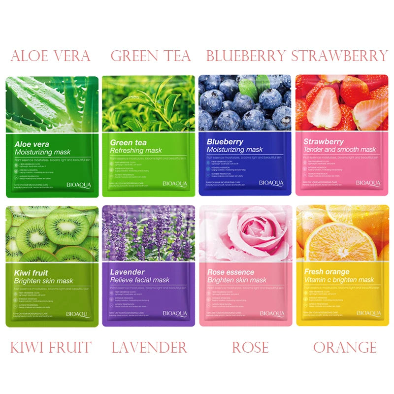 Lot de 8 masques naturels à base de plantes, soins de beauté, hydratants, raffermissants, cosmétiques coréens