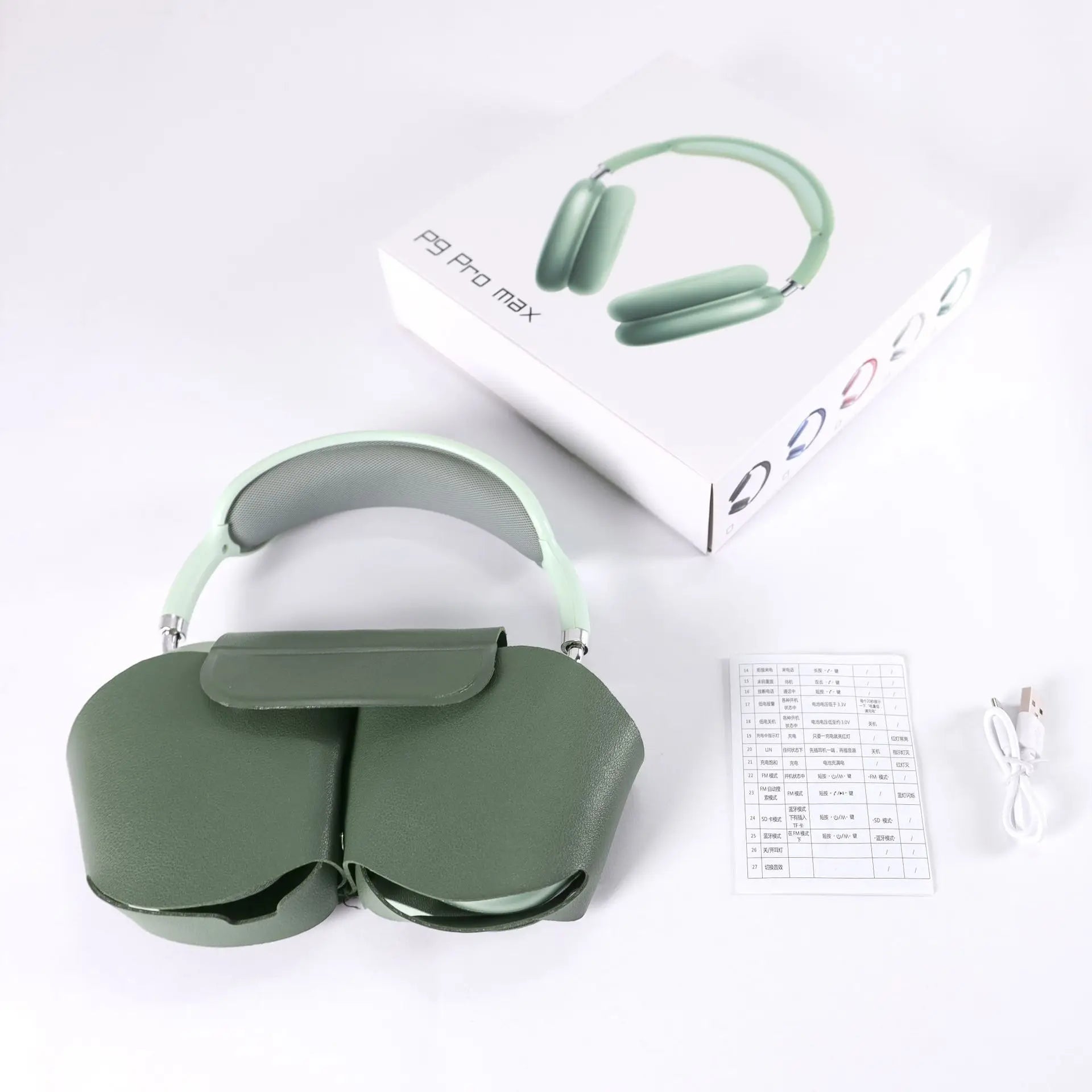 P9 Pro max head-mounted Bluetooth headset stereo Type-C interface with protective bag headset