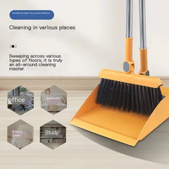 3-in-1 Rotatable Foldable Magnetic Broom and Dustpan Set with Thick Bristles for Pet Hair Removal Home Cleaning