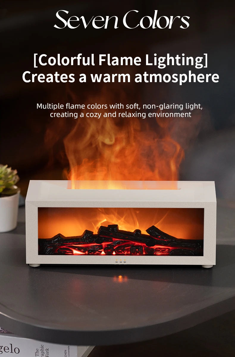 Flame Humidifier Simulated Fireplace At Night Time Remote Control Bass Large Spray Aroma Diffuser Oil Christmas Gifts
