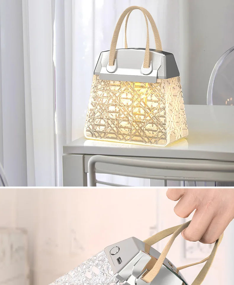 Crystal Bag Air Humidifier 300ML USB Rechargeable Aroma Diffuser Essential Oils Color Lights Mist Sprayer for Home Bedroom Gift