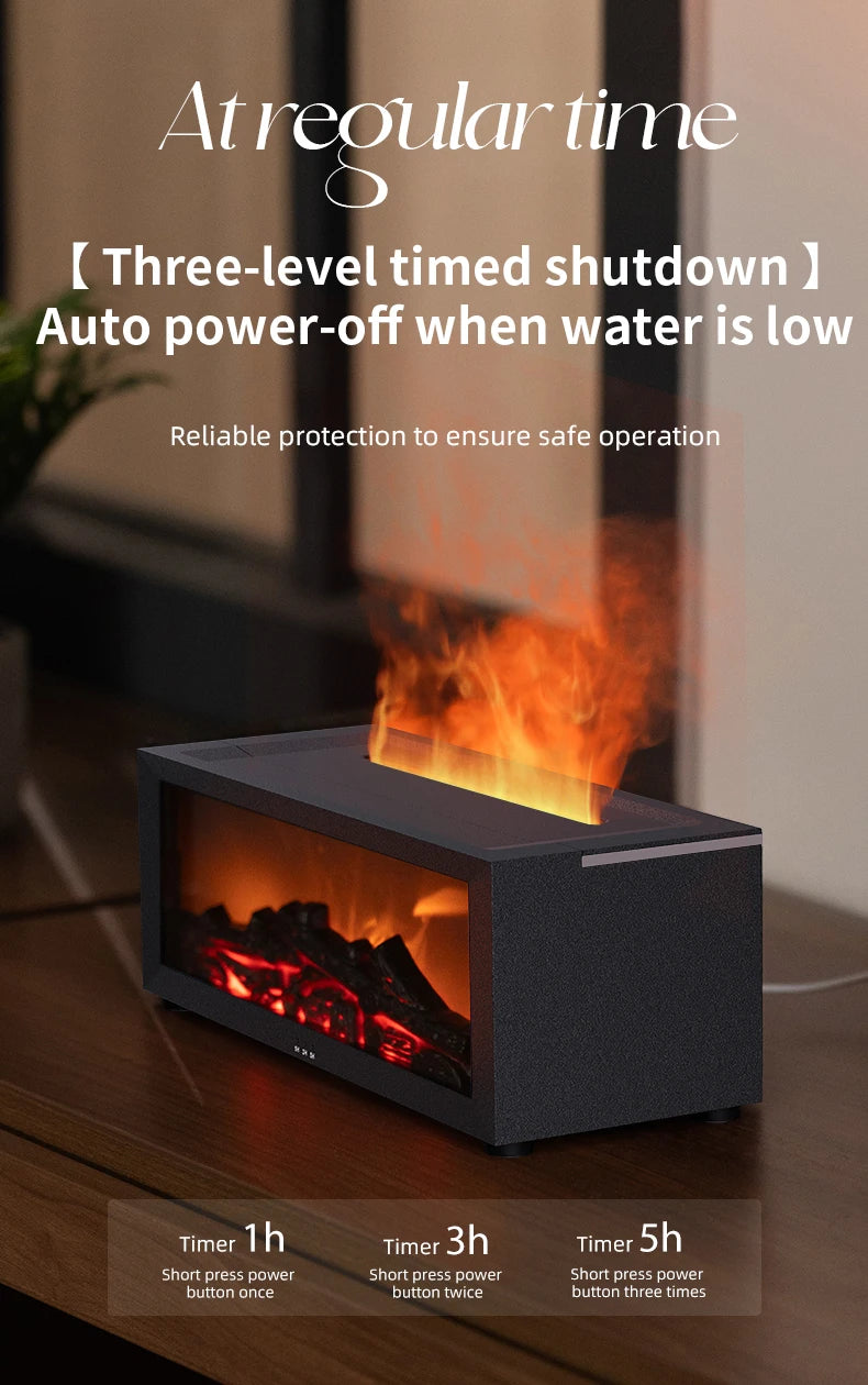 Flame Humidifier Simulated Fireplace At Night Time Remote Control Bass Large Spray Aroma Diffuser Oil Christmas Gifts