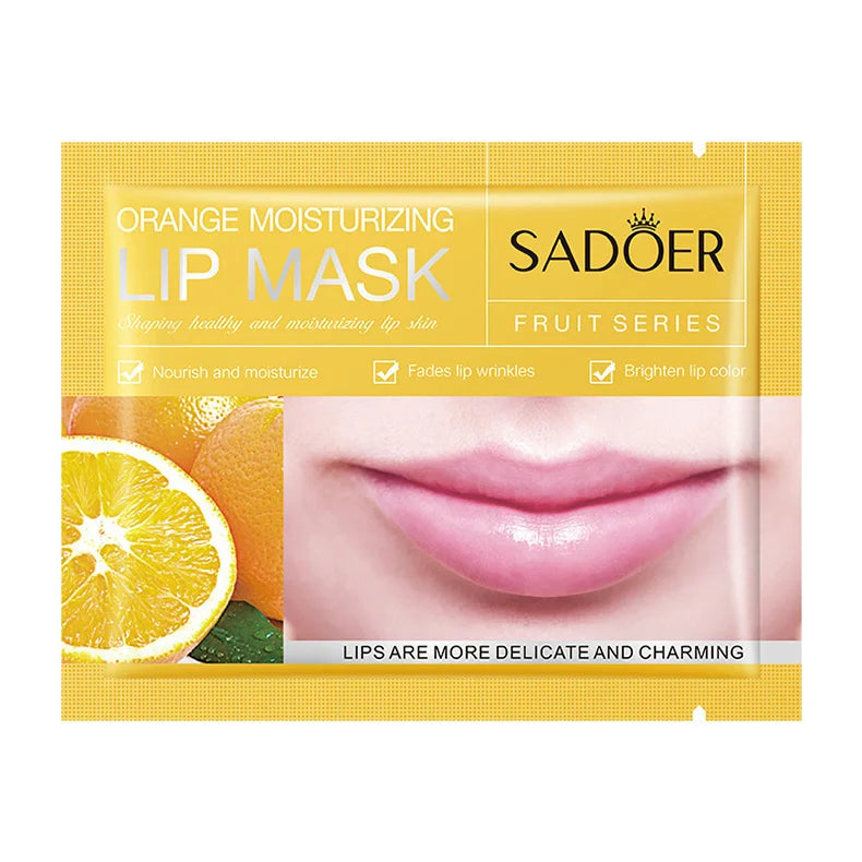 10pcs SADOER Fruits Moisturizing Lip Mask Lips Skin Care Nourishing Hydrating Crystal Collagen Gel Lip Patches Lips Plumper
