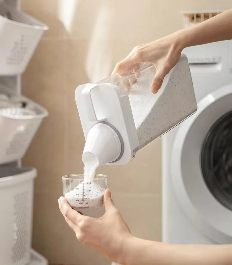 Dispensador hermético de detergente para ropa, caja de almacenamiento de polvo, recipiente transparente para detergente líquido con tapas, tarro