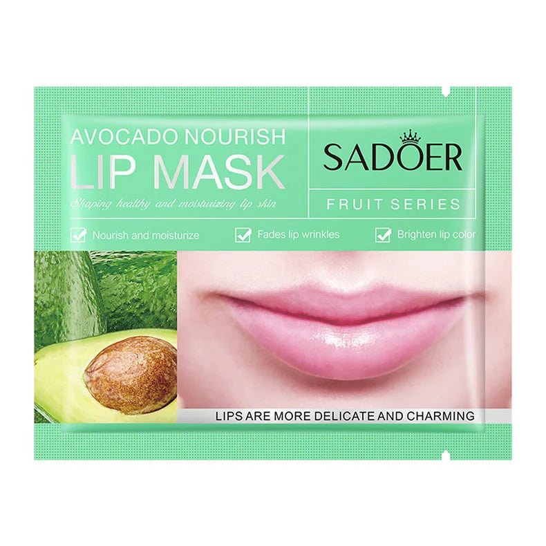 10pcs SADOER Fruits Moisturizing Lip Mask Lips Skin Care Nourishing Hydrating Crystal Collagen Gel Lip Patches Lips Plumper