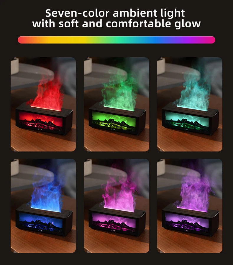 Flame Humidifier Simulated Fireplace At Night Time Remote Control Bass Large Spray Aroma Diffuser Oil Christmas Gifts