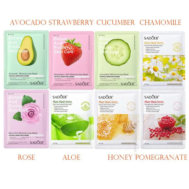 Lot de 8 masques naturels à base de plantes, soins de beauté, hydratants, raffermissants, cosmétiques coréens