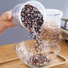 Tanque sellado de plástico de gran capacidad, cajón para verduras, cocina, organizador de almacenamiento de granos con báscula, caja sellada, frasco transparente, contenedor de especias