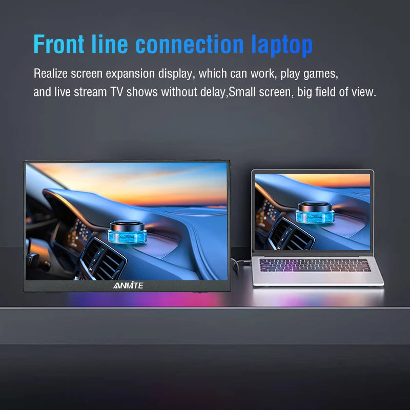 Anmite 16-Inch Portable Touch Monitor 1200P HDR 16:10 Low Blue Light For XBox PS4 / 5 Switch Cell Phone PC Loptop Extension
