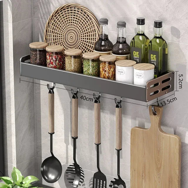 Estante de especias de cocina de pared, estante para condimentos, estante multifuncional para utensilios domésticos, organizadores colgantes de cocina