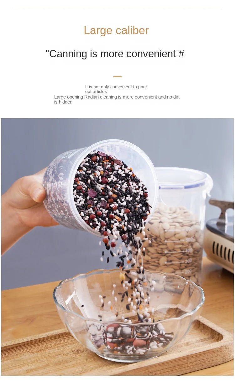 Tanque sellado de plástico de gran capacidad, cajón para verduras, cocina, organizador de almacenamiento de granos con báscula, caja sellada, frasco transparente, contenedor de especias