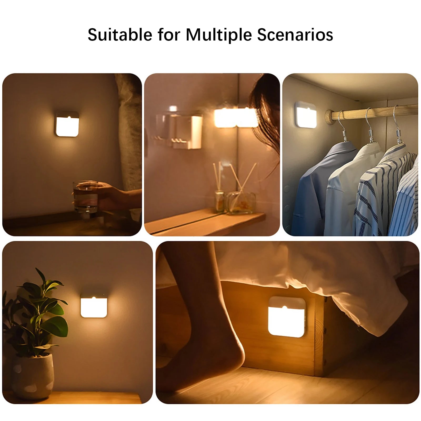 Veilleuse LED sans fil, lanterne murale rechargeable avec détecteur de mouvement, idéale pour le camping, l'été, les escaliers, les placards, la cuisine et les toilettes.