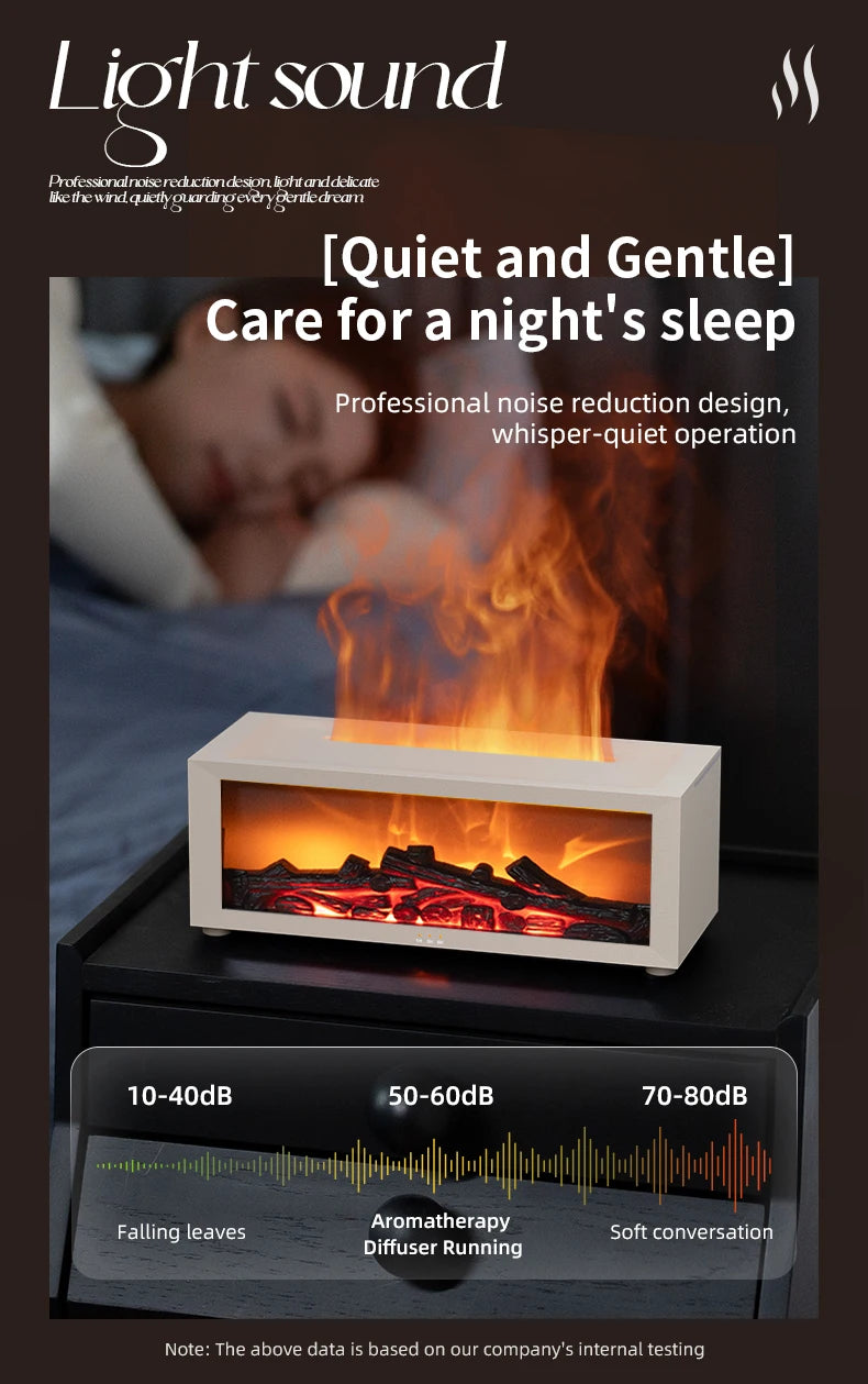 Flame Humidifier Simulated Fireplace At Night Time Remote Control Bass Large Spray Aroma Diffuser Oil Christmas Gifts