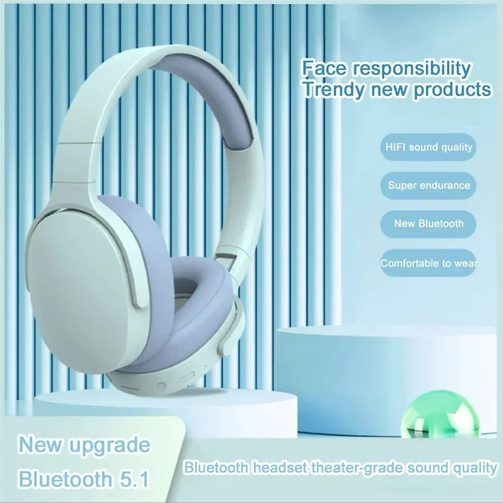P2961 Bluetooth Headphone Over Ear Stereo HIFI Headset True Wireless Sports With Earphone TF/AUX Music Player with MIC for Gift