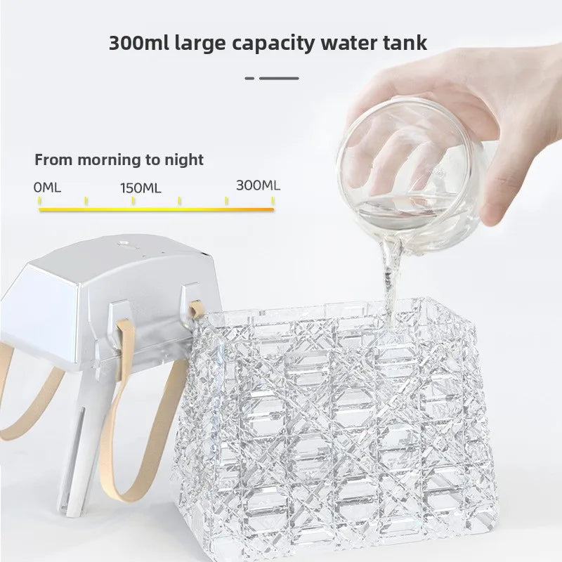 Crystal Bag Air Humidifier 300ML USB Rechargeable Aroma Diffuser Essential Oils Color Lights Mist Sprayer for Home Bedroom Gift