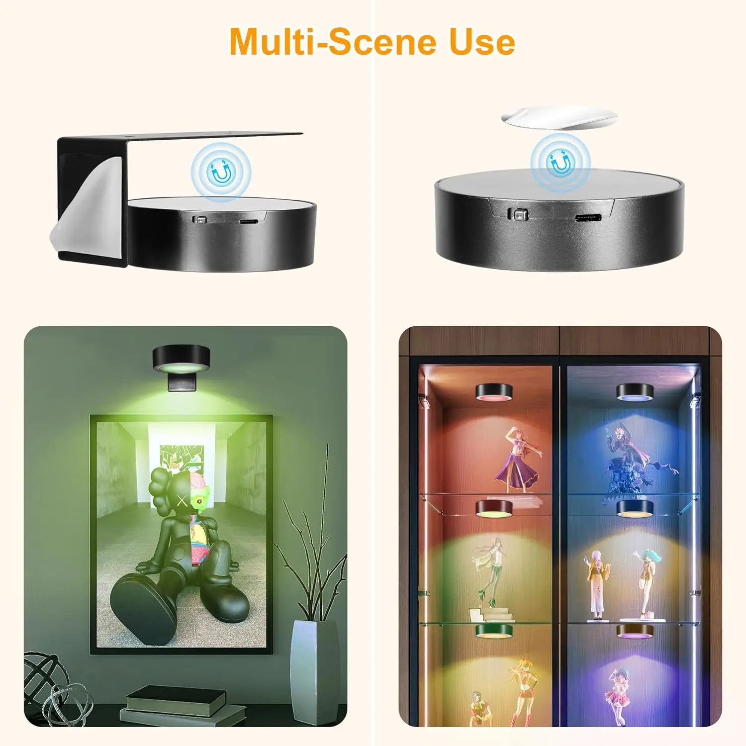 Magnetic LED Wall Light Night Dimmable Magnetic Picture Lights 360° Rotation Touch Remote Control Cabinet Spotlight Night Lamp